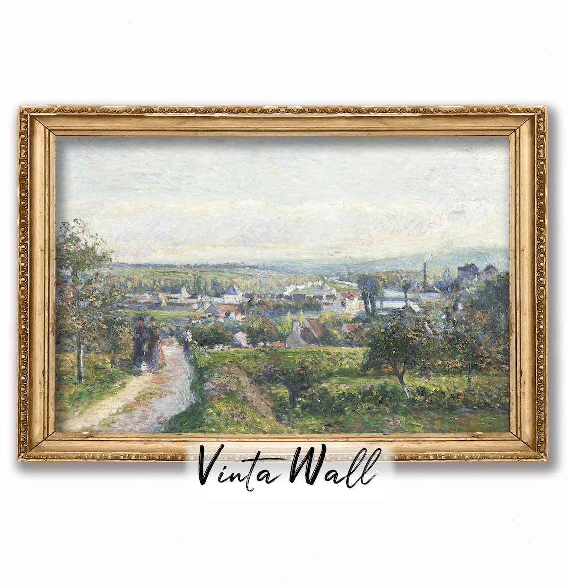 Impressionist French Village Hillside View Vintage Landscape Poster - Image 4