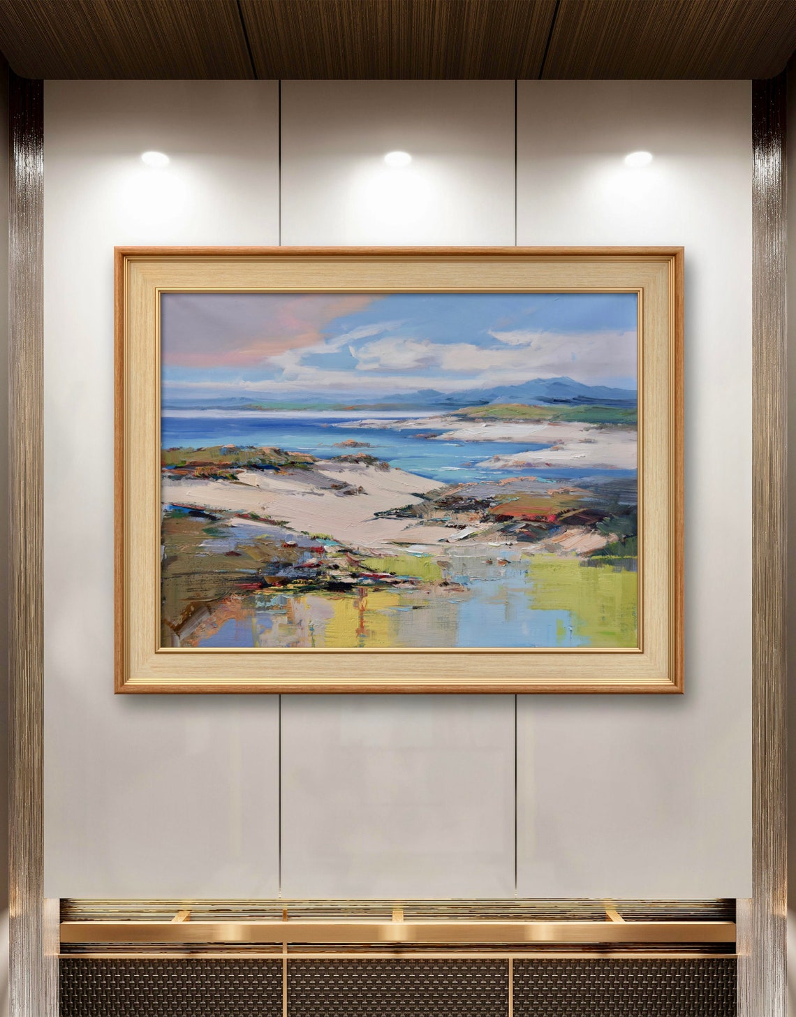 Turquoise Bay With Sandbars And Distant Mountains Seascape Poster