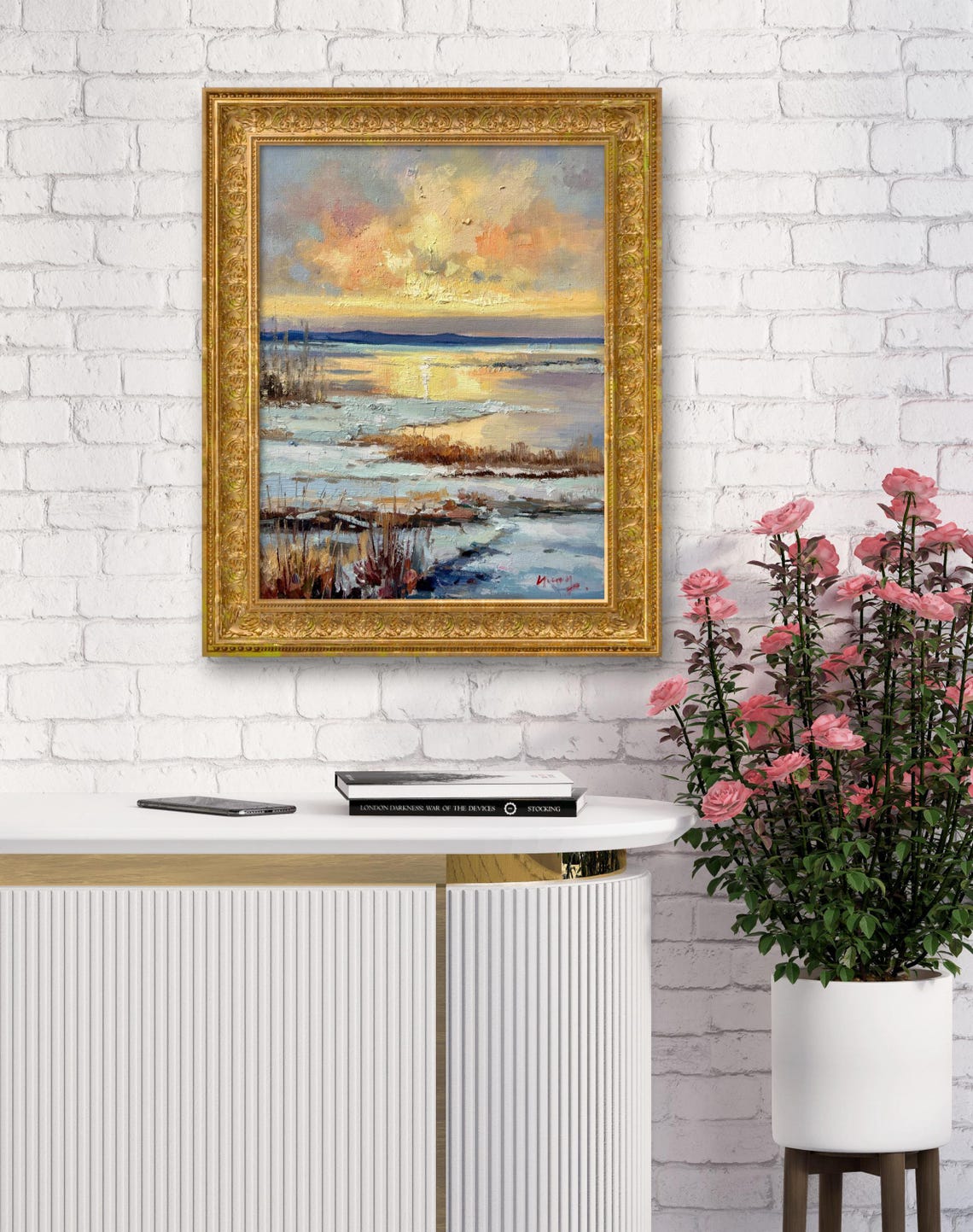 Snow Scene Oil Painting In The Sun Home Oil Painting Decoration Living Room Wall Art Unforgettable Gifts Landscape Painting - Image 2
