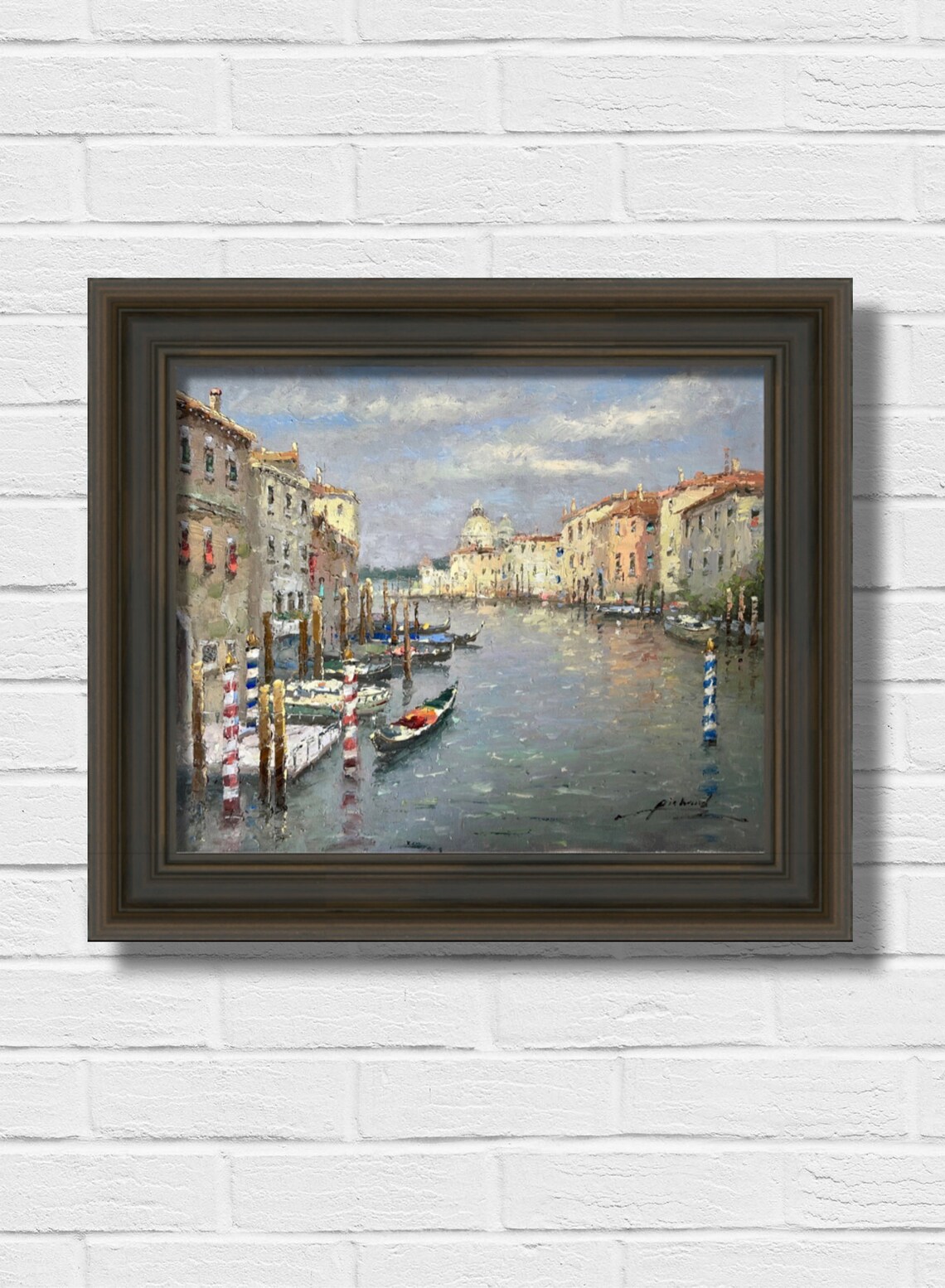 Venice Canal Colorful Mooring Poles Gondolas Italy Travel Poster - Image 3