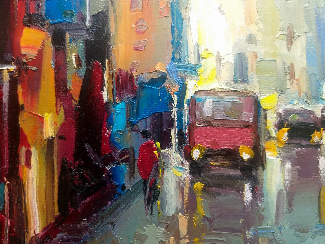 Rainy City Street Daytime Cars Wet Pavement Urban Scene Poster - Image 3