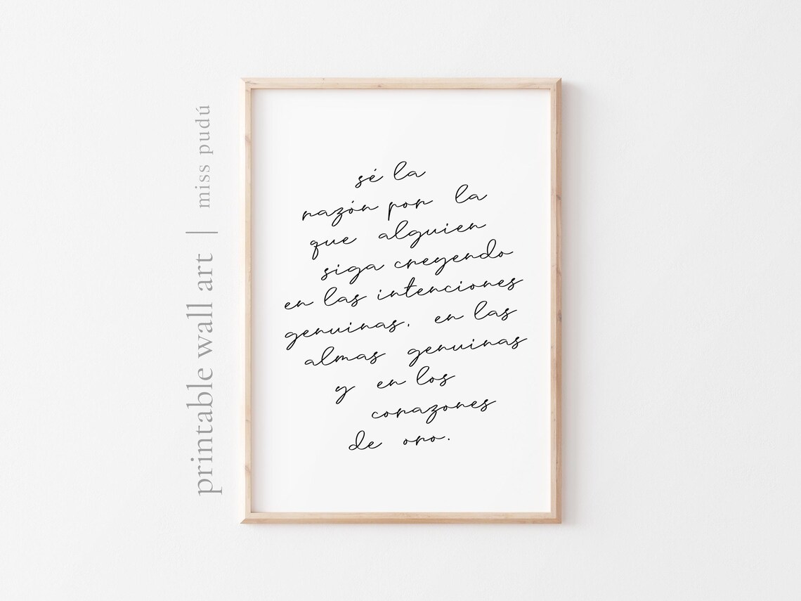 Spanish Quote Poster Corazones De Oro Script Almas Genuinas Wall Decor Gift - Image 2