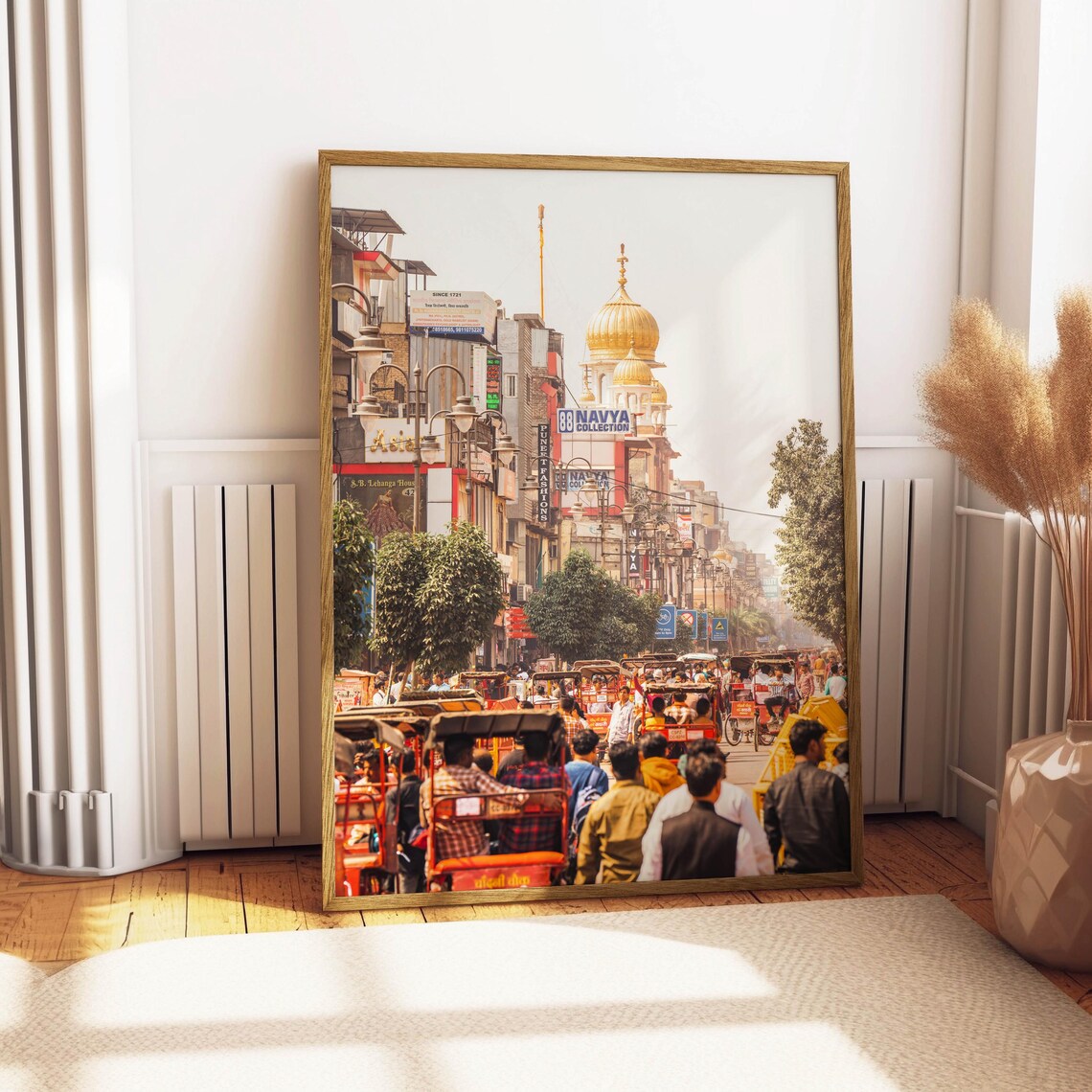 Golden Dome Sikh Temple Bustling Street Scene New Delhi India Poster - Image 4