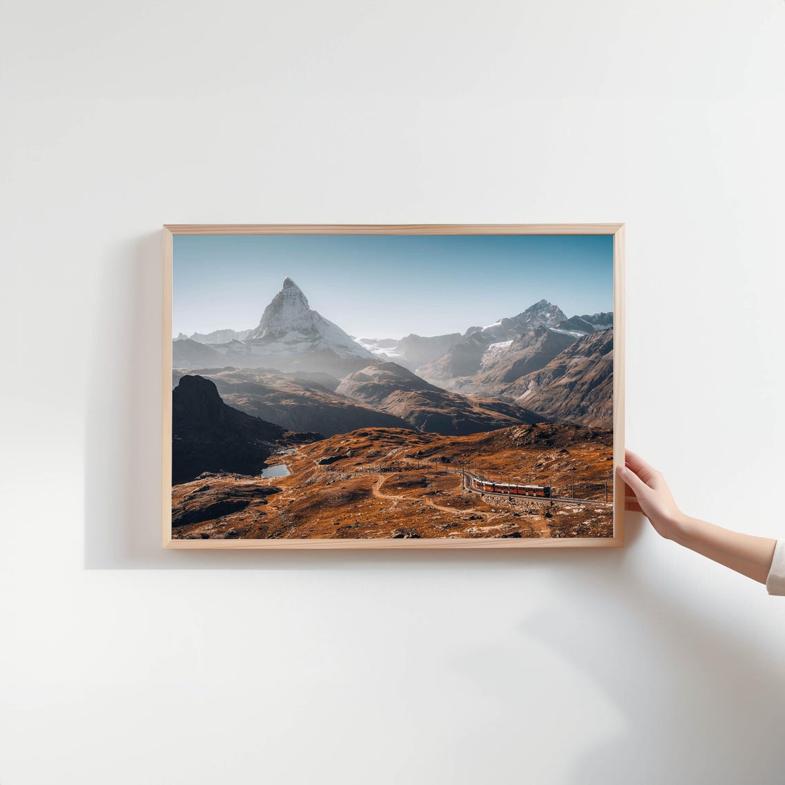 Matterhorn With Red Gornergrat Train In Swiss Alps Valley Poster - Image 2