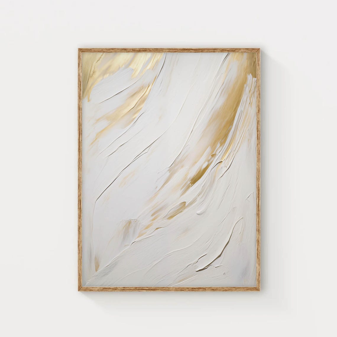 White and Gold Abstract Brushstroke Elegant Minimalist Art Poster