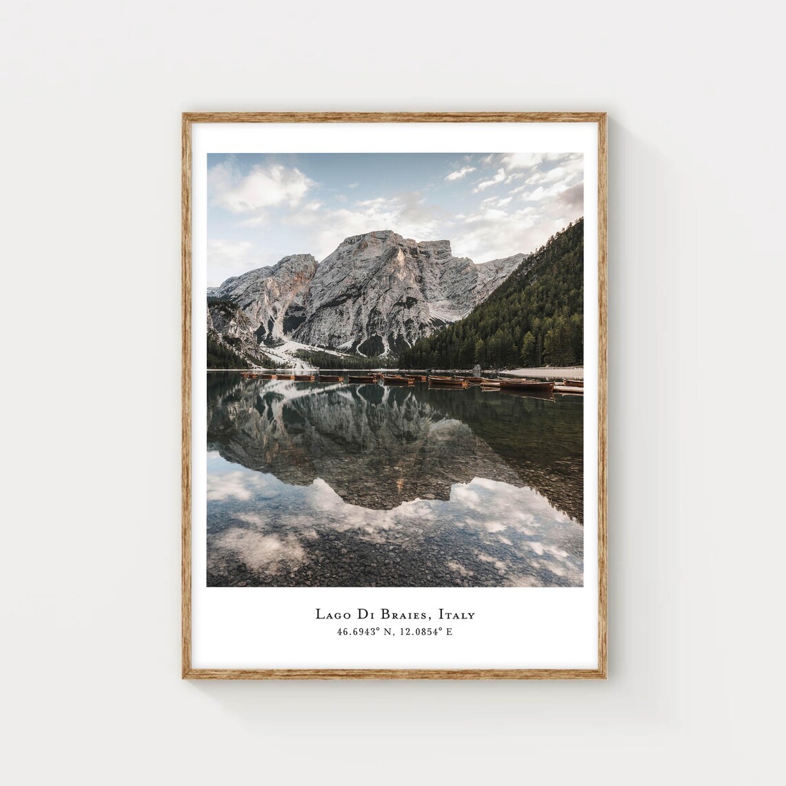 Lago di Braies Wooden Boats Mirror Lake Italy Dolomites Poster