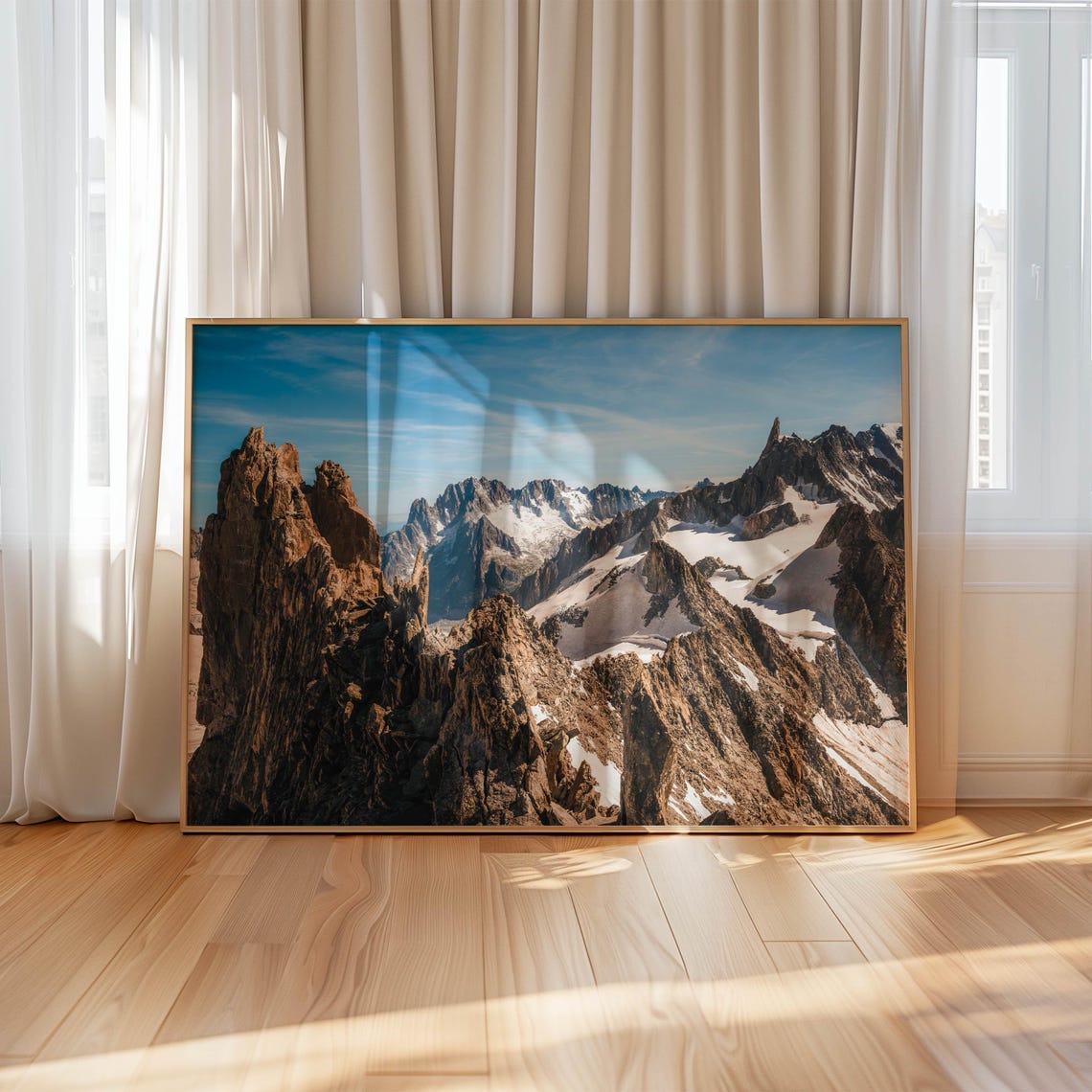 Dramatic Rocky Mountain Peaks Snow Blue Sky Landscape Photo Poster - Image 4