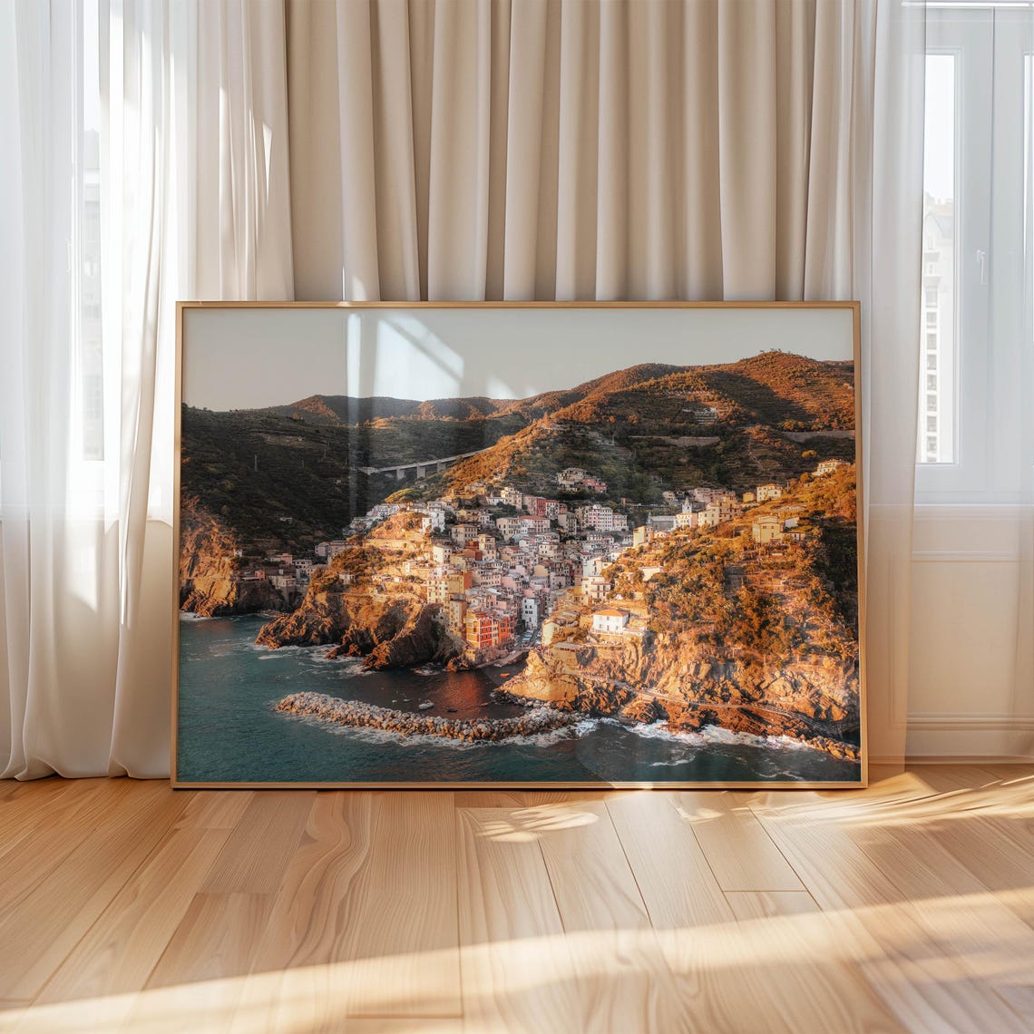 Riomaggiore Cinque Terre Italy Sunset Over Cliffs And Sea Poster - Image 4