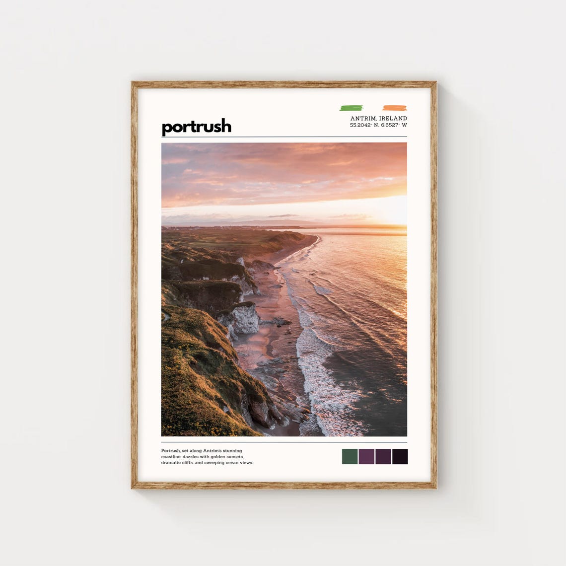 Portrush Antrim Ireland Wall Art Coastal Sunset Photography Scenic Landscape Print Irish Nature Poster Ocean Travel Decor Irish Gifts
