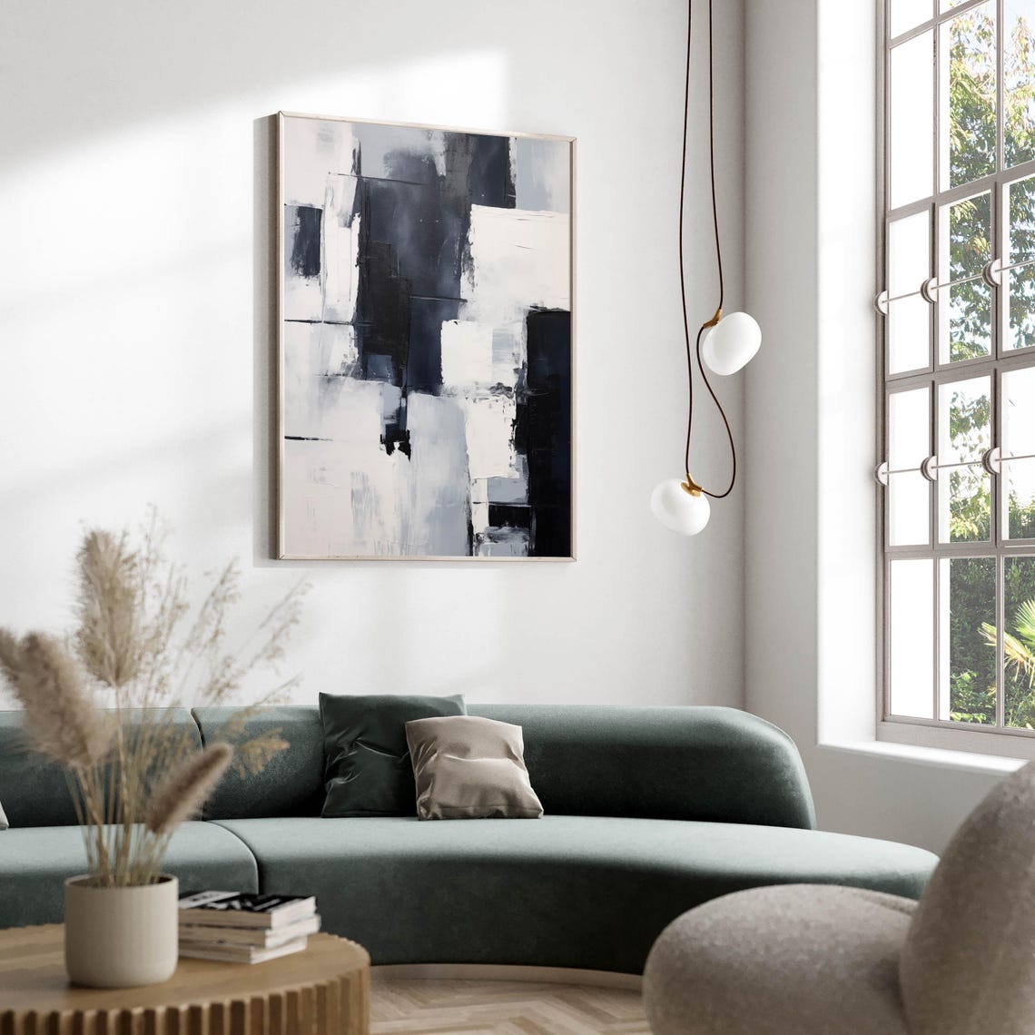 Bold Black and White Abstract Brushstroke Modern Painting Poster - Image 2