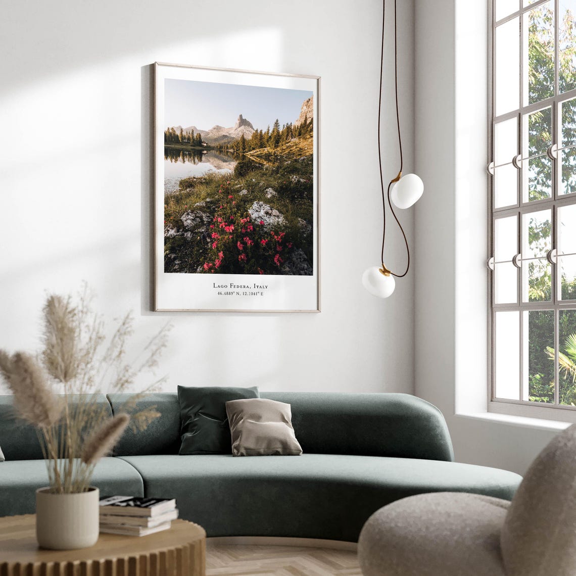 Lago Federa Dolomites Italy Pink Rhododendrons Mirror Peak Poster - Image 2