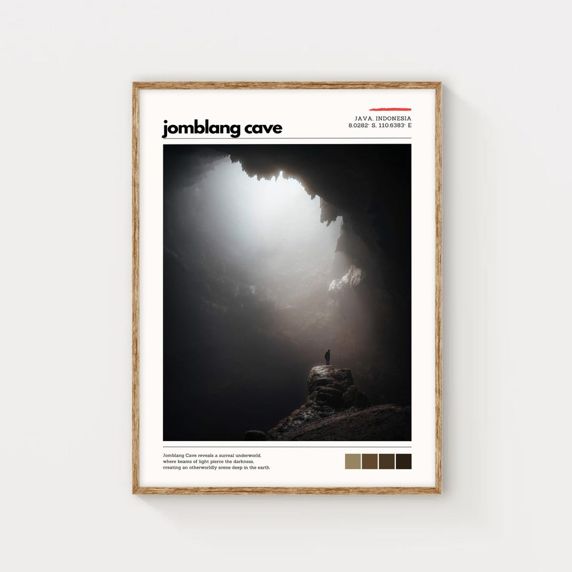 Jomblang Cave Java Indonesia Light Beams Adventure Travel Poster