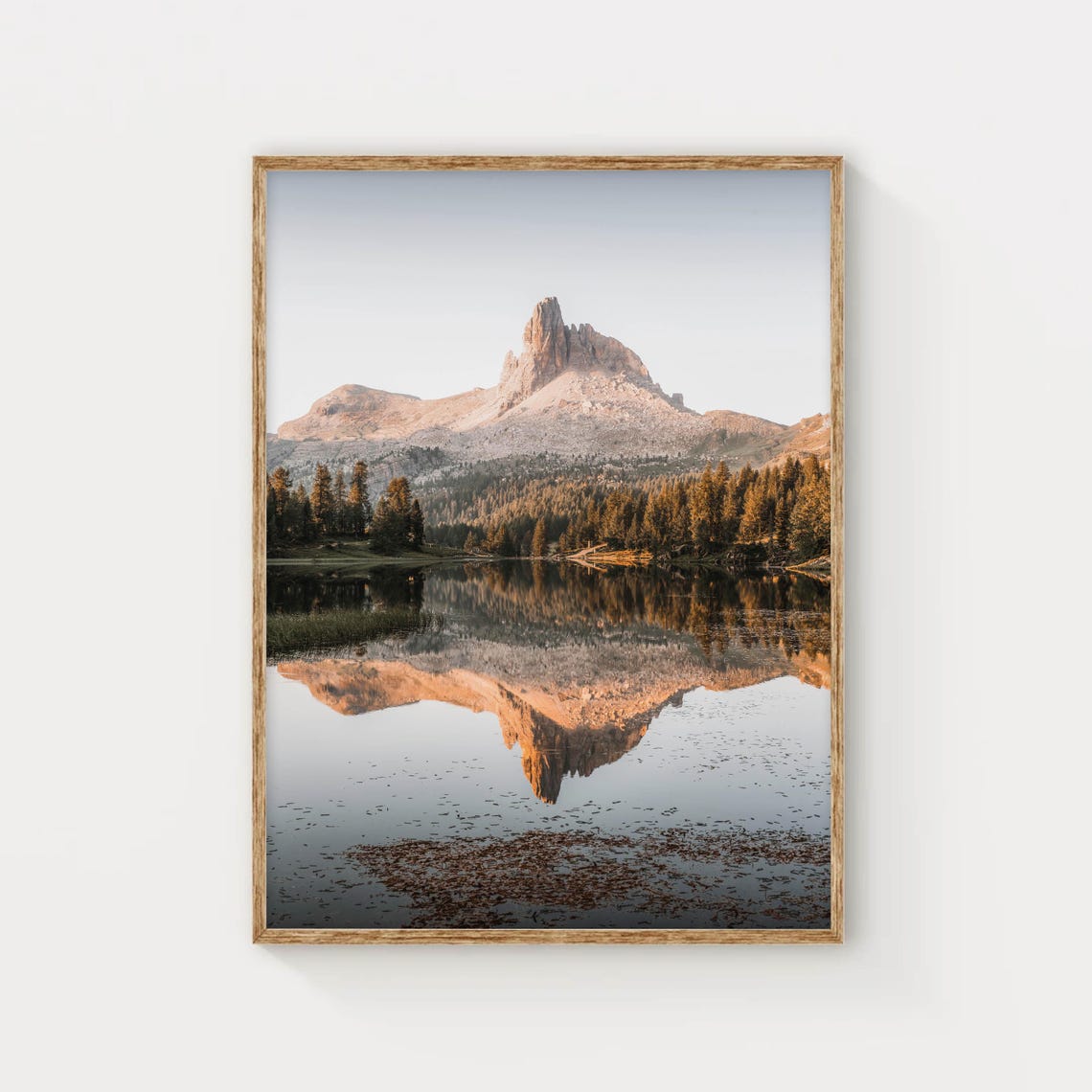 Lago di Federa Autumn Mirror Reflection Golden Peak Sunset Poster