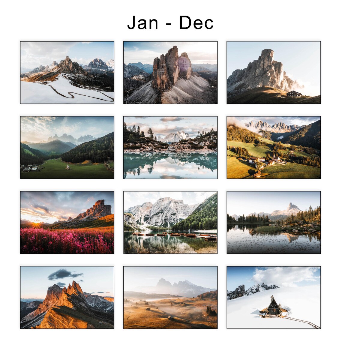 Dolomites Landscape Photography Calendar Wall Planner - Image 4