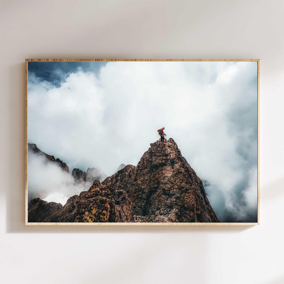 Crochues Traverse Chamonix Print Dramatic Mountain Wall Art Foggy Peak Climbing Photography Adventure Home Decor Gift For Hikers