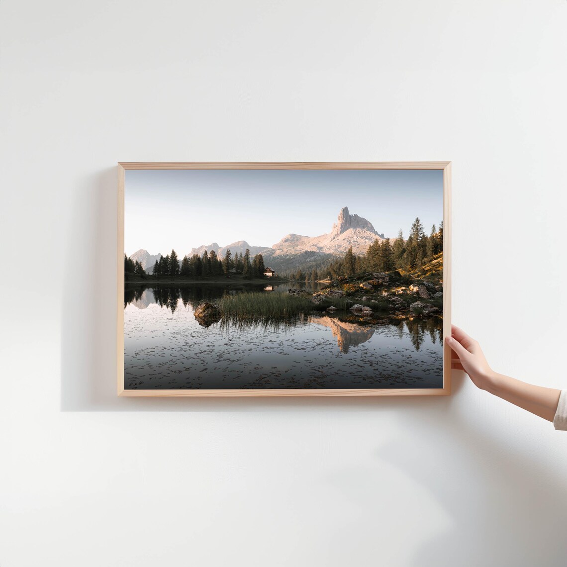 Lago di Federa Dolomites Alpine Cabin Mirror Lake Italy Poster - Image 2