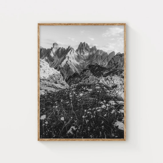 Cadini Di Misurina Dolomites Italian Alps Italy Black And White Mountain Photography Print Wall Art New Home Gift