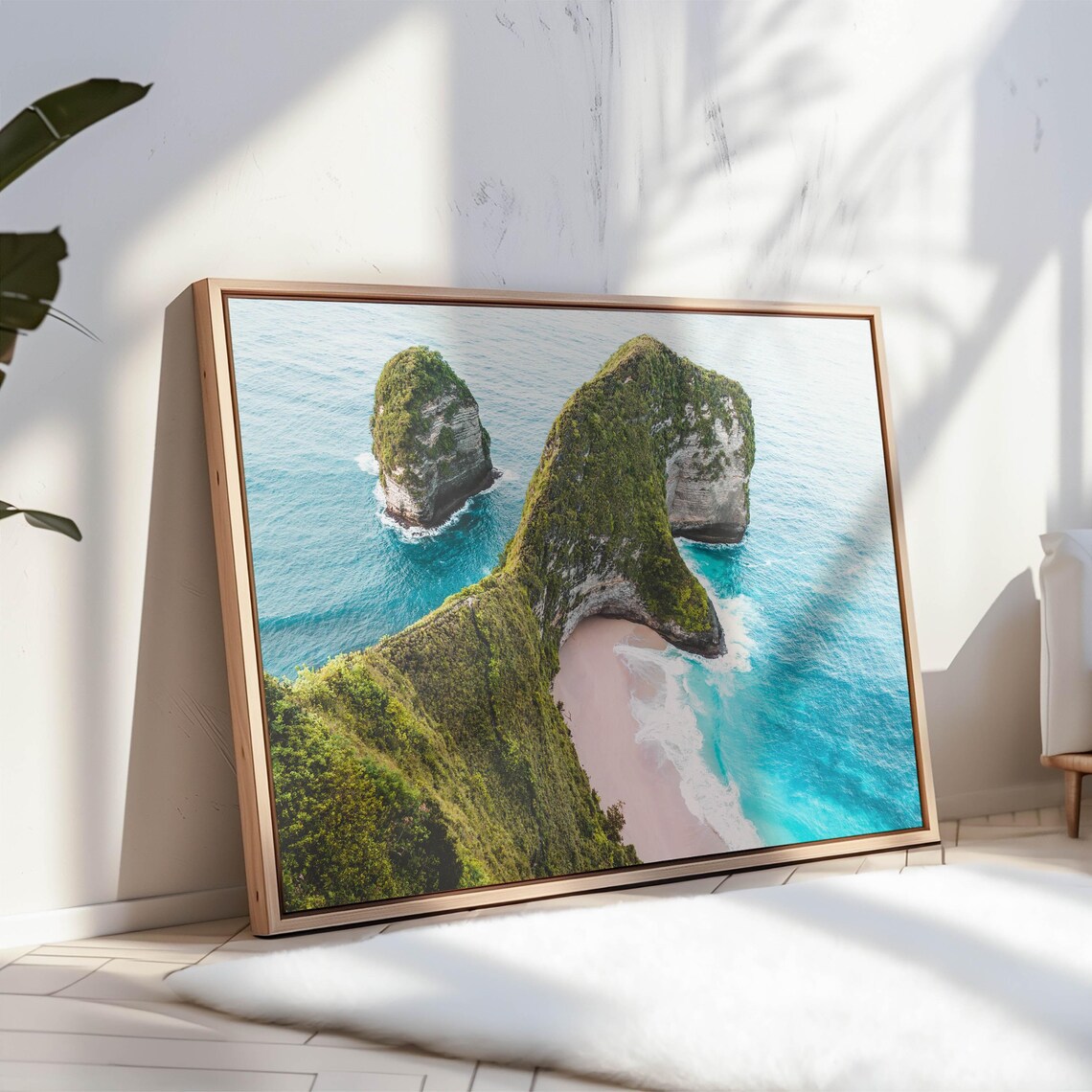 Kelingking Beach Aerial View Green Cliffs Turquoise Sea Photo Poster - Image 3