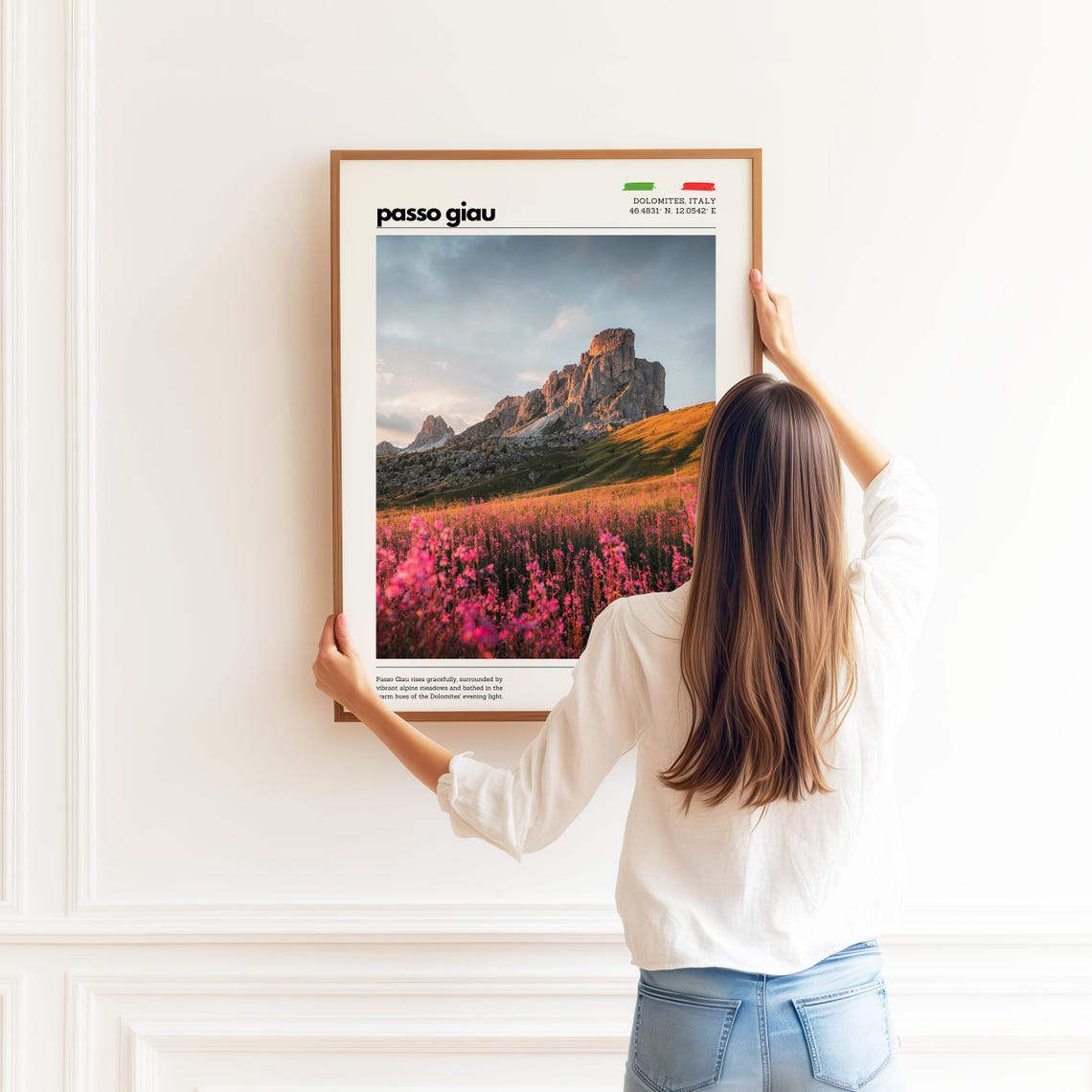 Passo Giau Dolomites Italy Wildflower Meadow Mountain Poster - Image 2