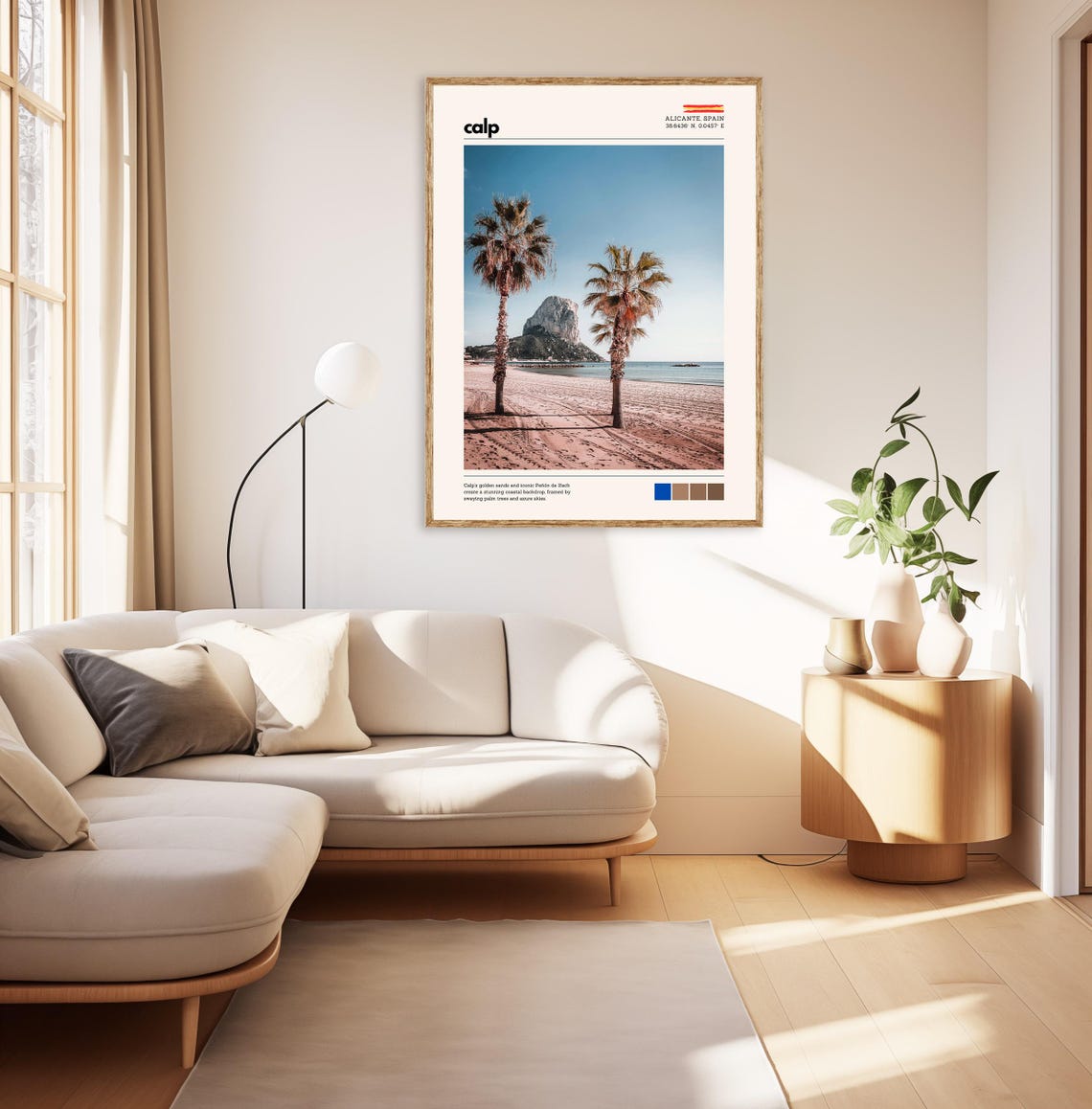 Calp Spain Penon de Ifach Rock Palm Trees Beach Coastal Poster - Image 2