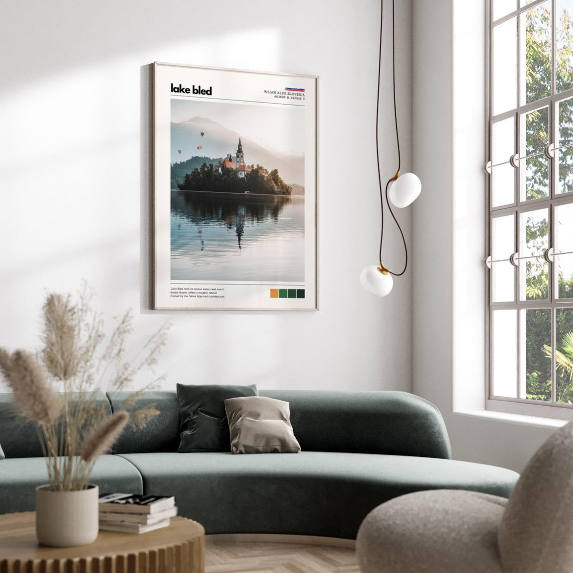 Lake Bled Slovenia Island Church Hot Air Balloons Morning Poster - Image 5