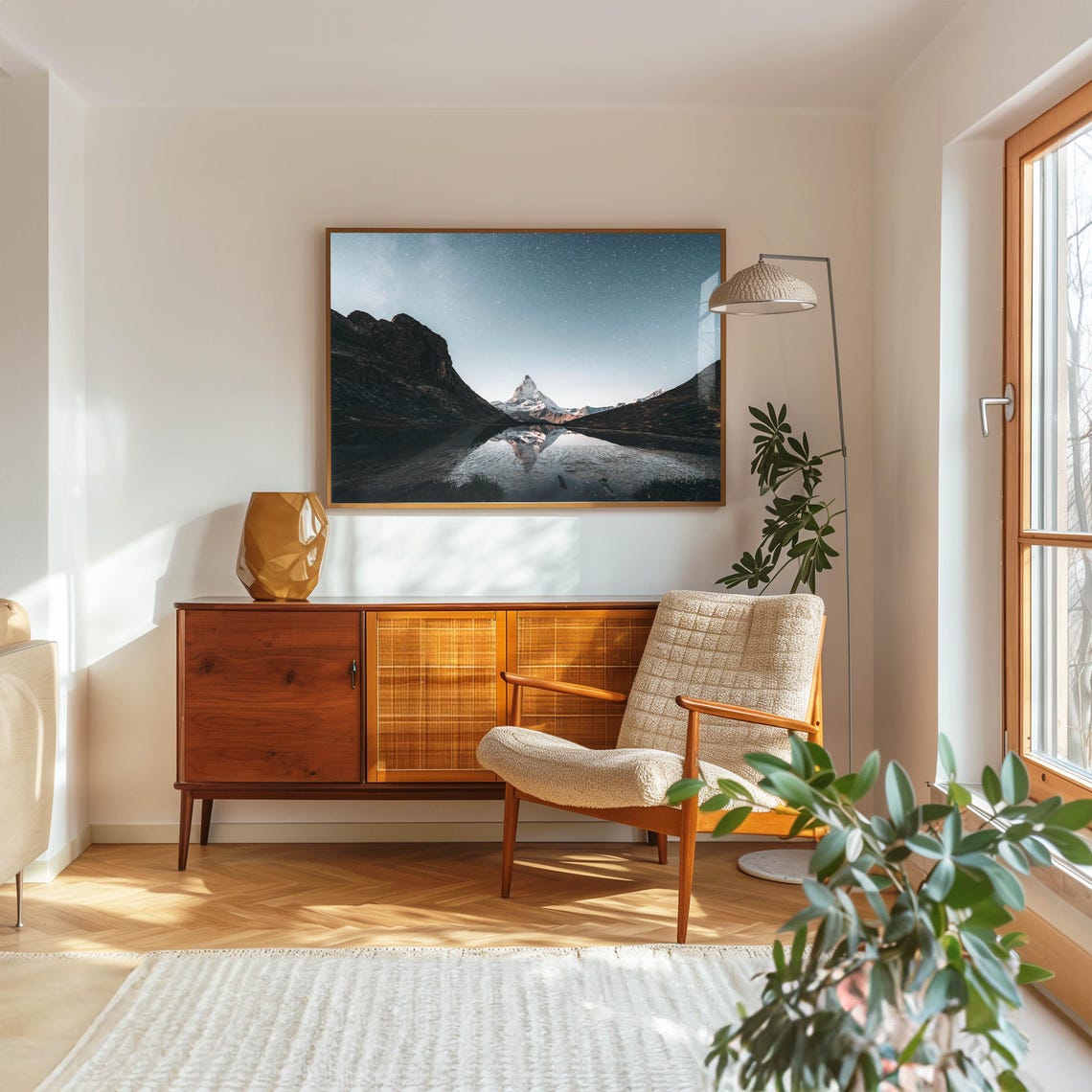 Matterhorn Mirror Reflection Starry Night Alpine Lake Poster - Image 5