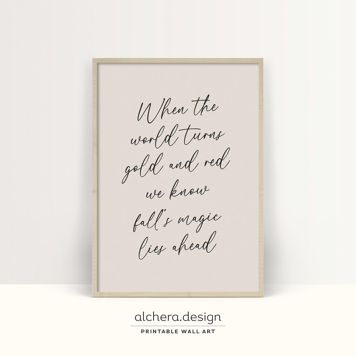 Fall Magic Poem Script Neutral Beige Autumn Quote Minimalist Poster