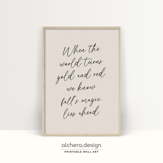 Fall Magic Poem Script Neutral Beige Autumn Quote Minimalist Poster