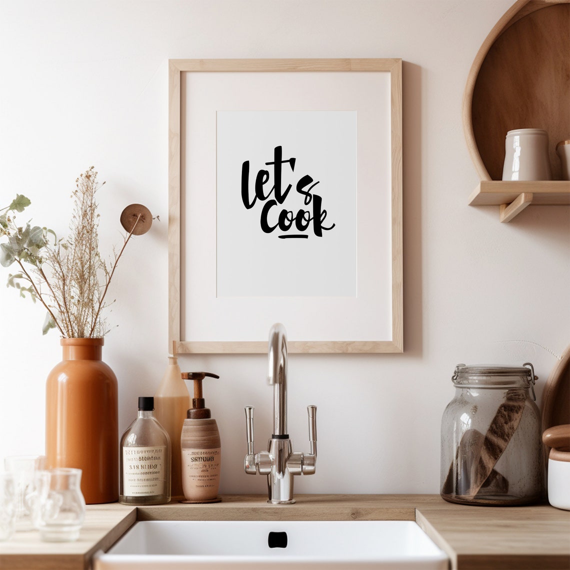 Lets Cook Handwritten Script Kitchen Sign Poster for Food Lovers Decor - Image 2