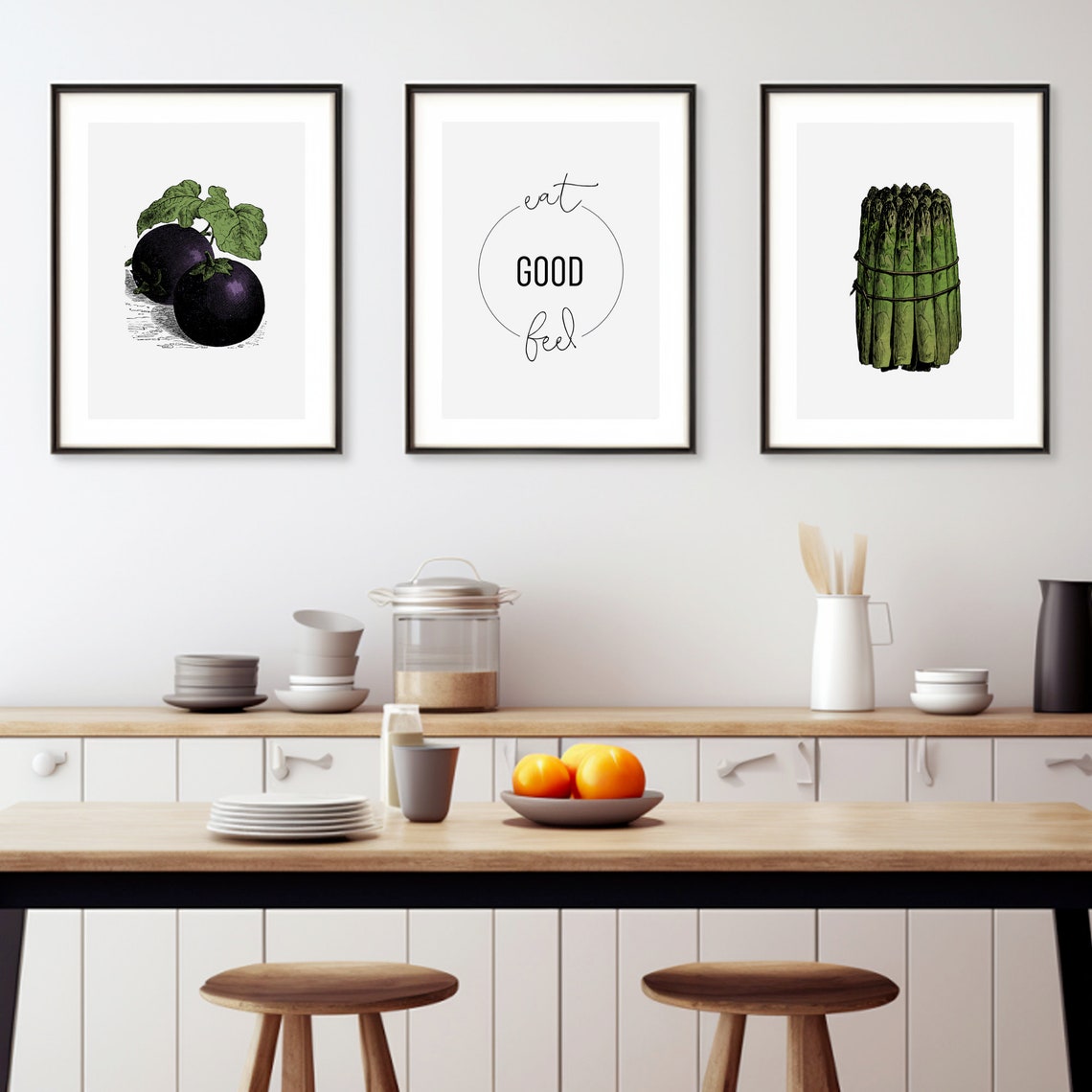 Bon Appetit Minimal Black White Kitchen Dining Room Quote Poster - Image 2