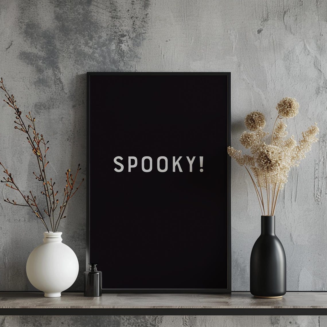 Spooky Minimalist Black and White Halloween Decor Art Poster