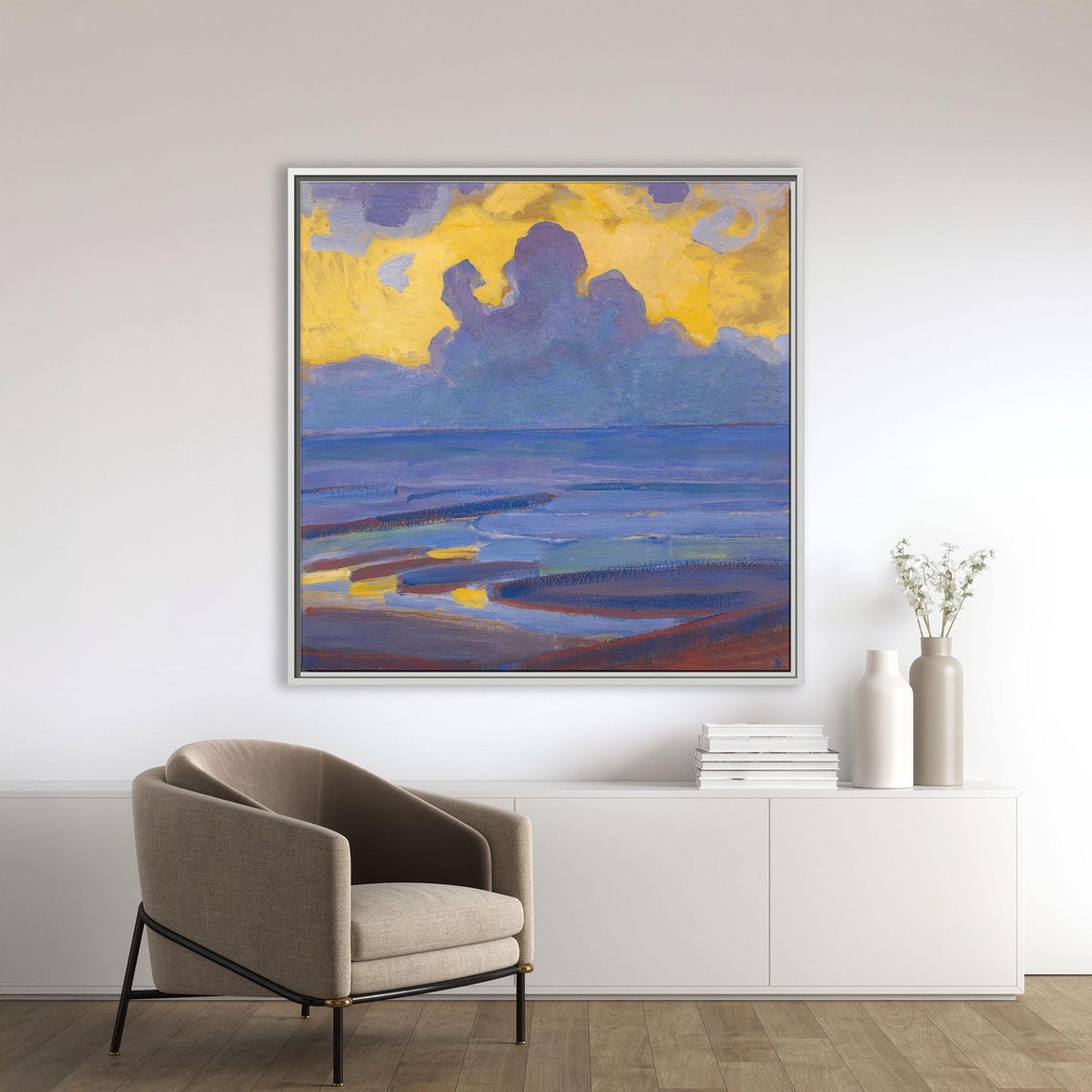 Piet Mondrian By the Sea Yellow Sky Coastal Seascape Art Poster - Image 2
