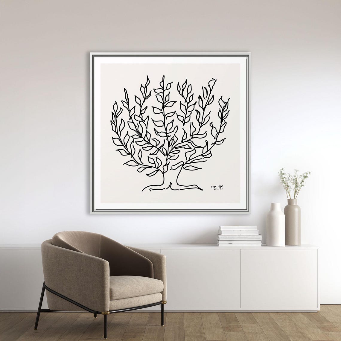 Matisse Plane Tree Black Line Botanical Drawing Minimalist Wall Art - Image 3