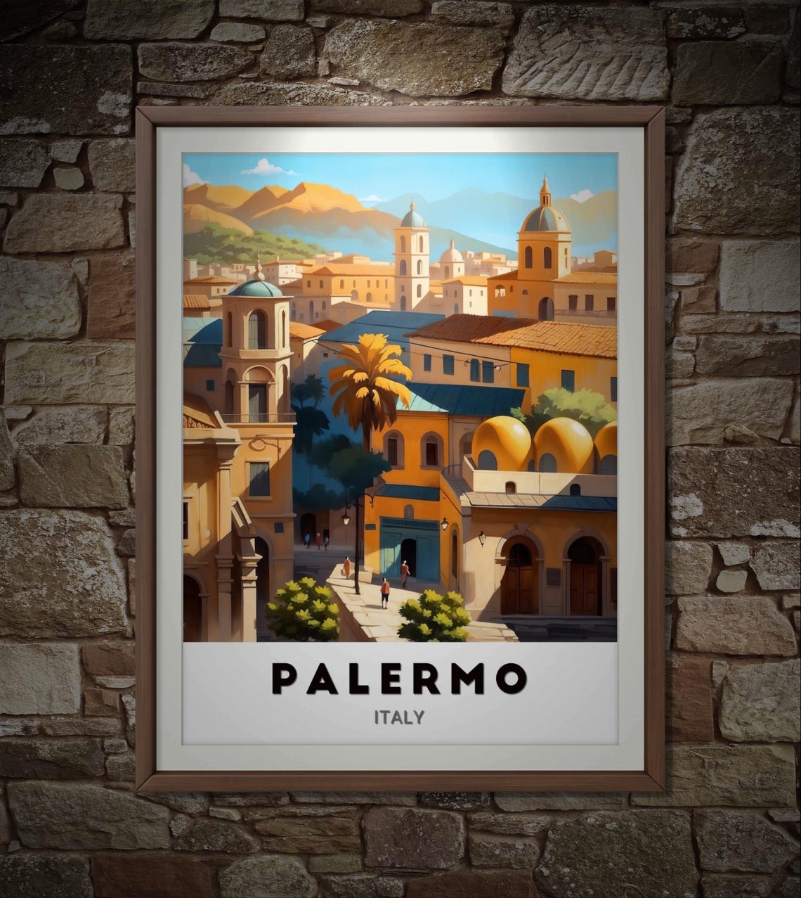 Palermo Golden Rooftops Domes And Cathedral Italy Travel Poster - Image 2
