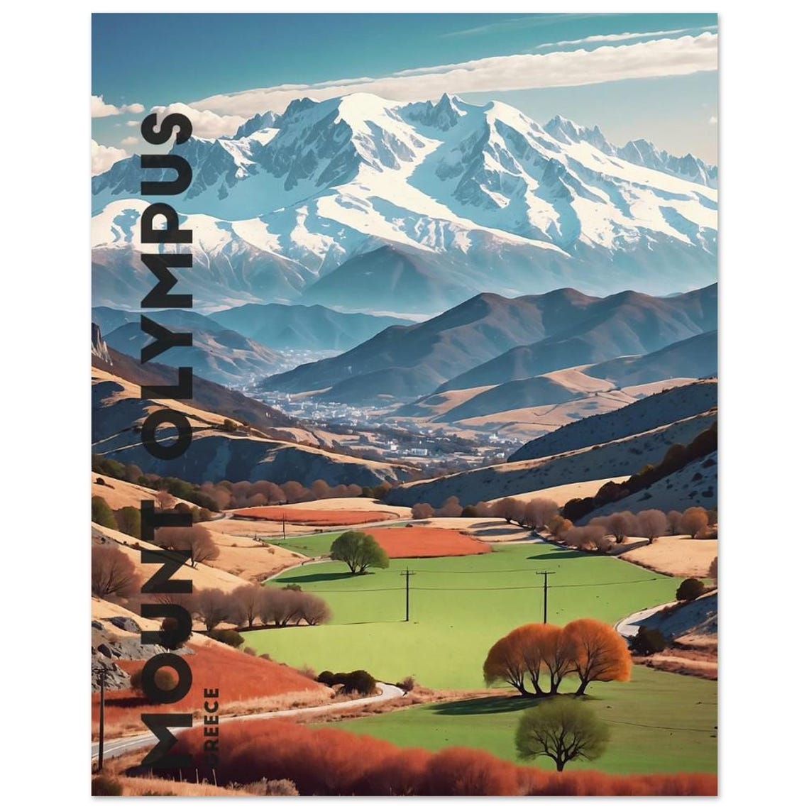 Mount Olympus Greece Snow Capped Peaks And Valley Travel Poster - Image 2