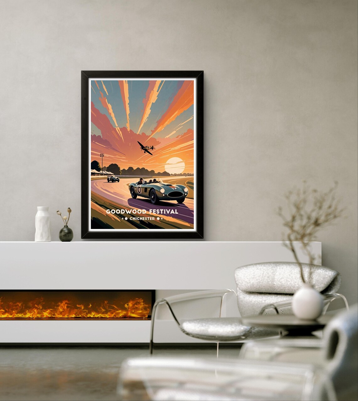 Goodwood Festival Vintage Poster Classic Cars And Aviation Art Print Chichester Uk Racing Event Wall Decor - Image 2