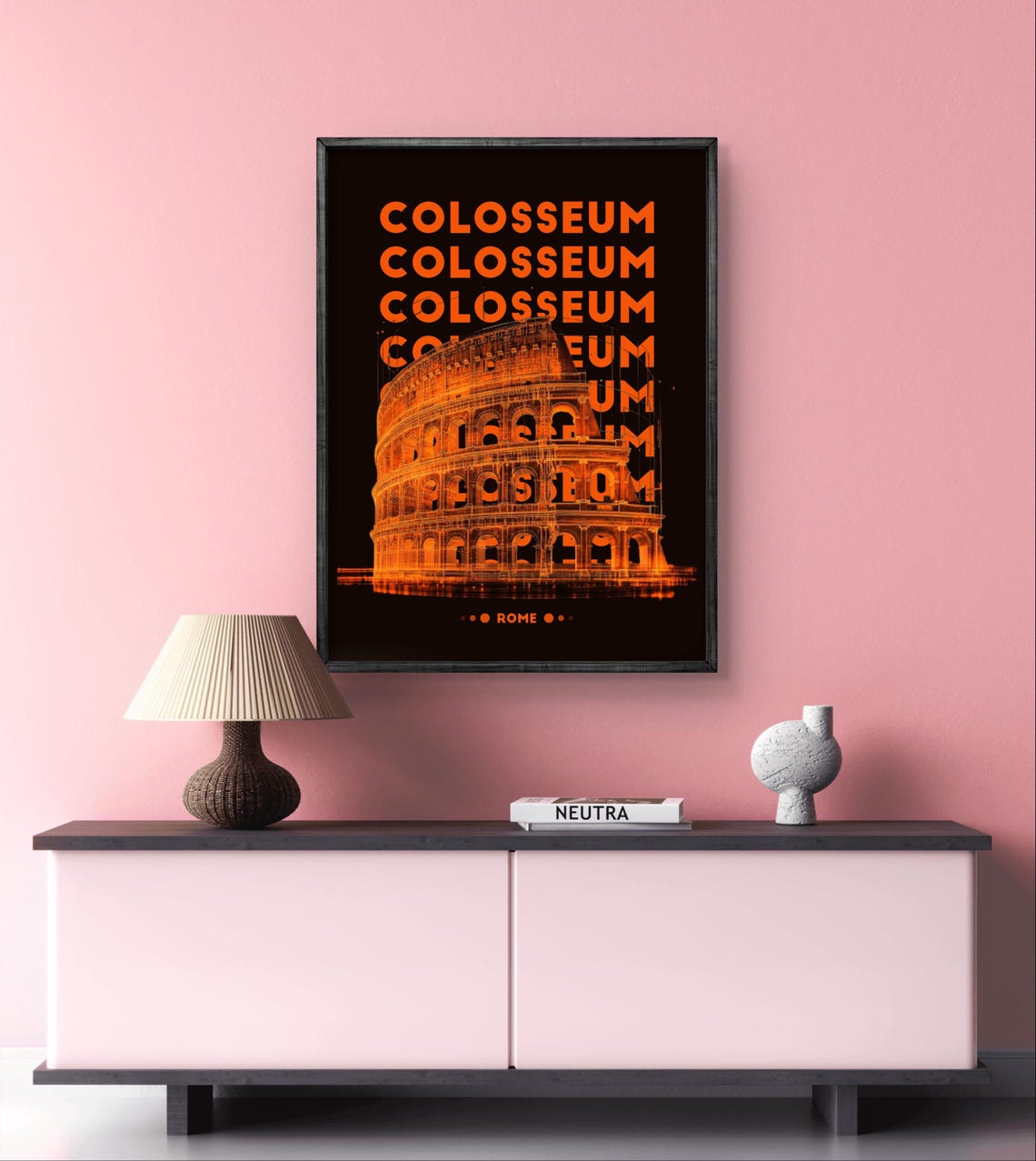 Colosseum Rome Poster Bold Orange Wall Art Modern Roman Landmark Decor - Image 3