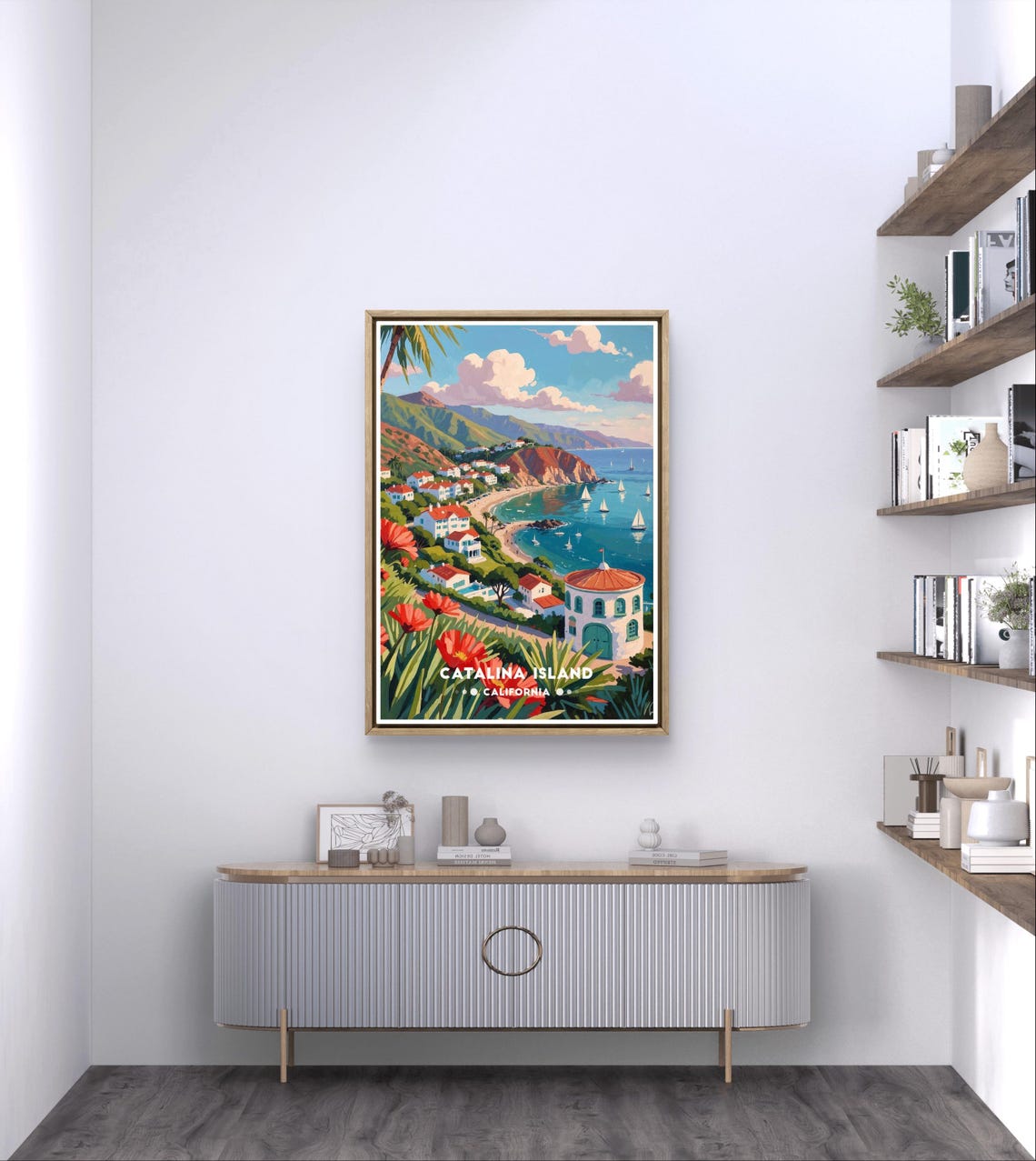 Catalina Island Poster California Coast Print Seaside Village Wall Art Sailboat Ocean Poster Colorful Travel Art Catalina Wall Decor - Image 4
