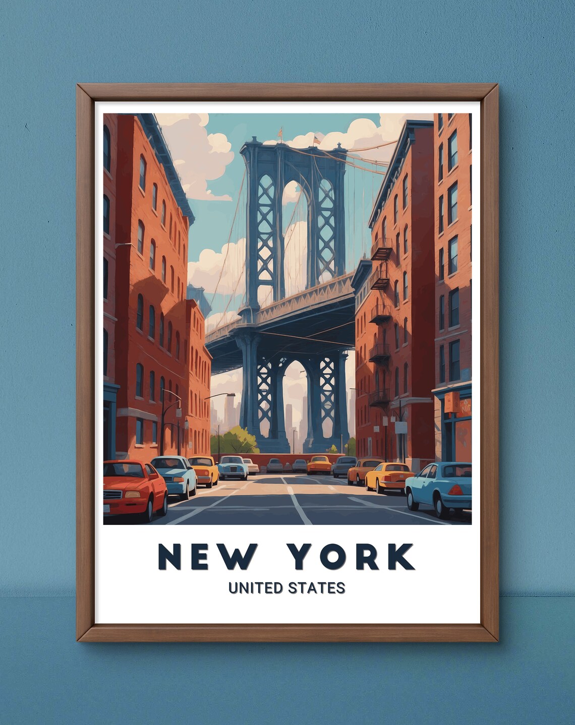New York Manhattan Bridge Street View United States Travel Poster