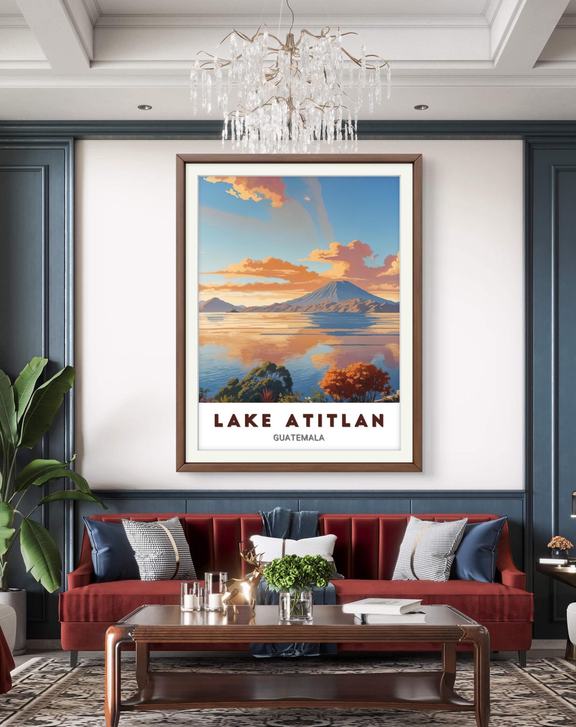 Lake Atitlan Guatemala Volcano Sunset Reflection Lake Poster - Image 2