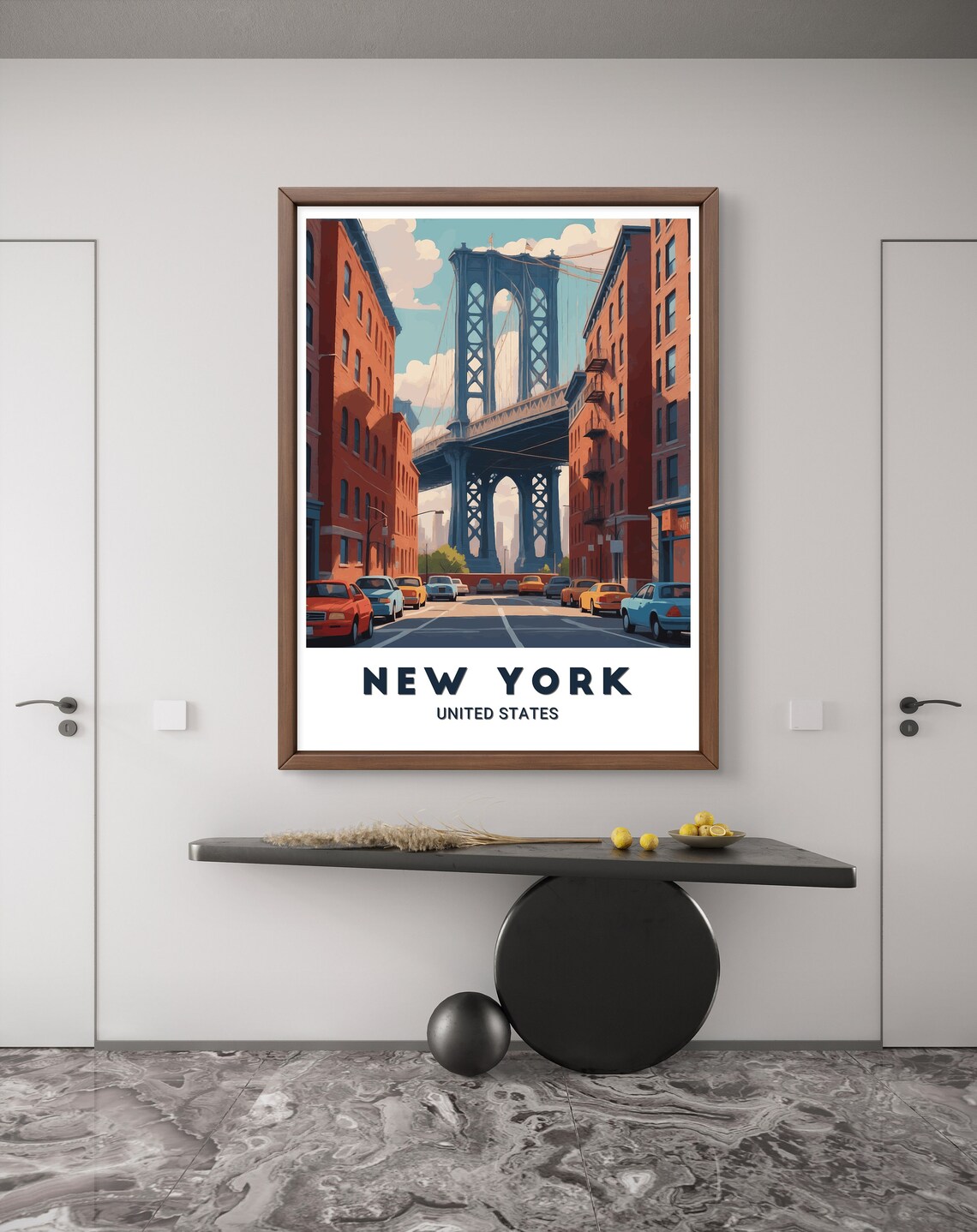 New York Manhattan Bridge Street View United States Travel Poster - Image 2