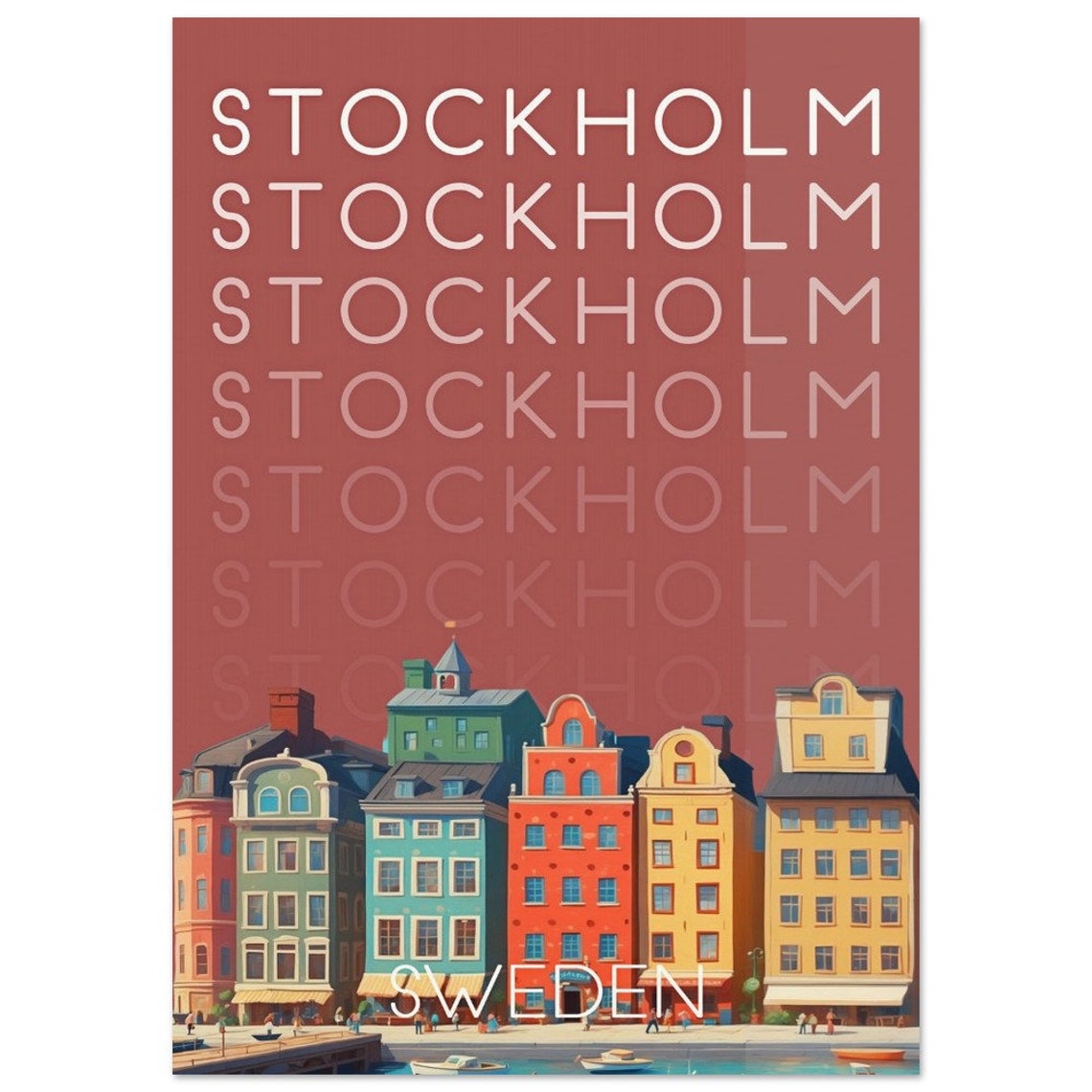 Stockholm Gamla Stan Waterfront Colorful Houses Sweden Poster