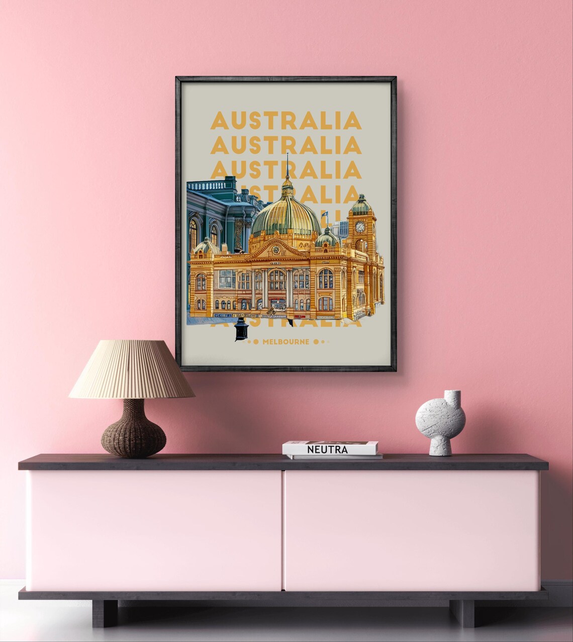 Melbourne Australia Travel Poster, Flinders Street Station - Image 2