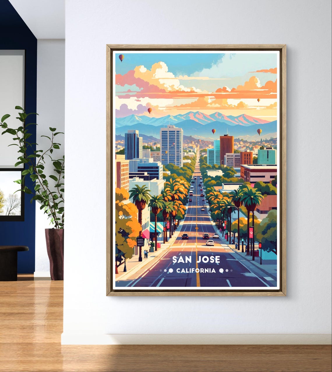 San Jose Poster California City Print Urban Skyline Art Retro Travel Poster Usa Cityscape Wall Art Modern Home Deco - Image 3