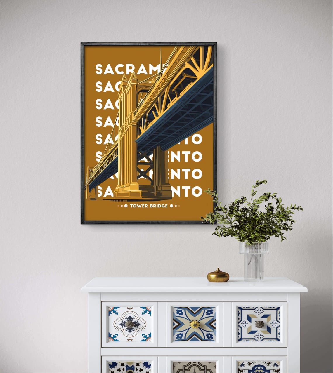 Sacramento Tower Bridge Poster Golden California Wall Art Bold Skyline Decor - Image 3