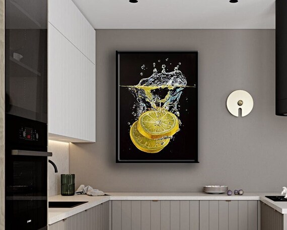 Lemon Slices In Water Print Wall Decor Wall Art Print Ready To Hang Wall Print Design Painting