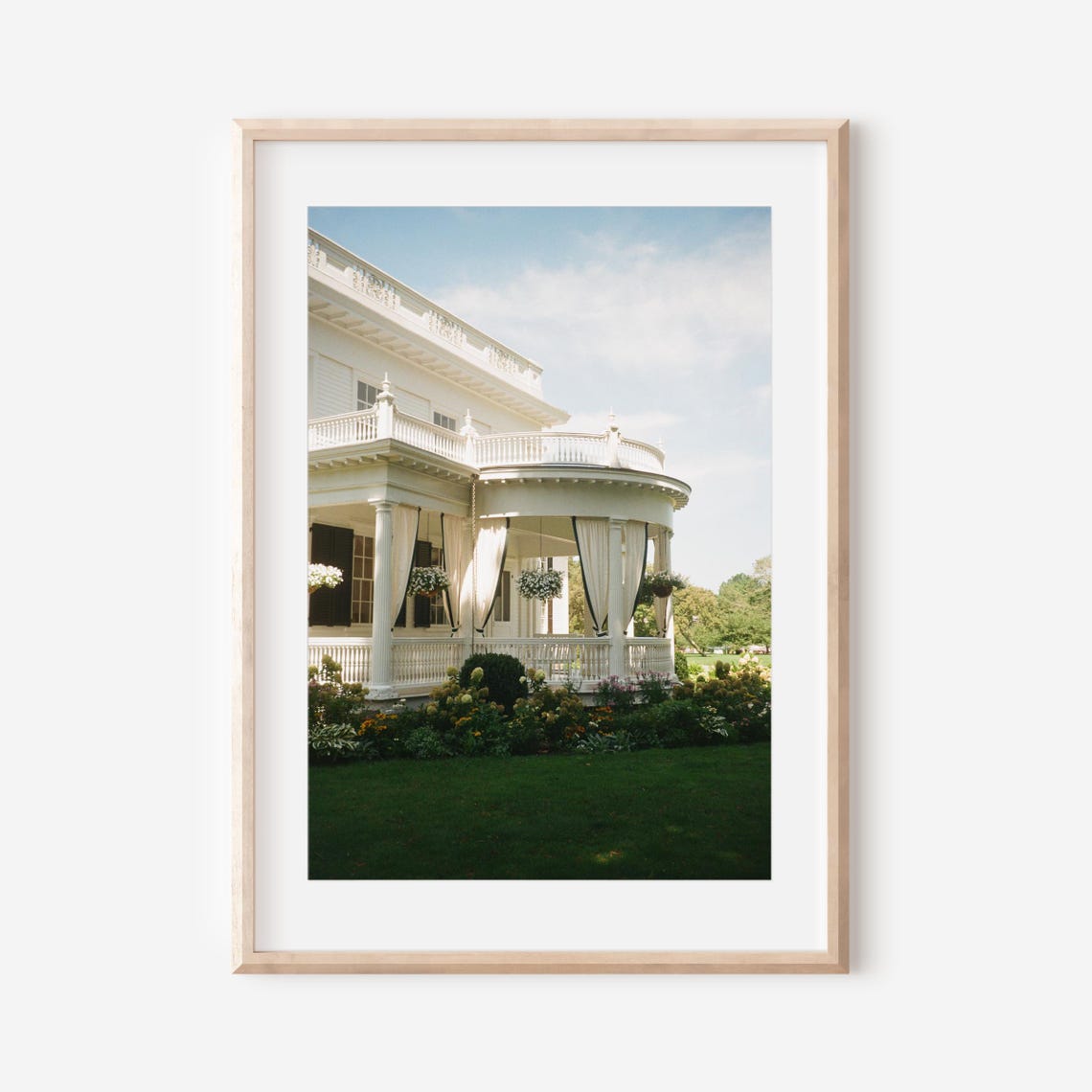 Marthas Vineyard White Colonial Porch Coastal Summer Home Poster