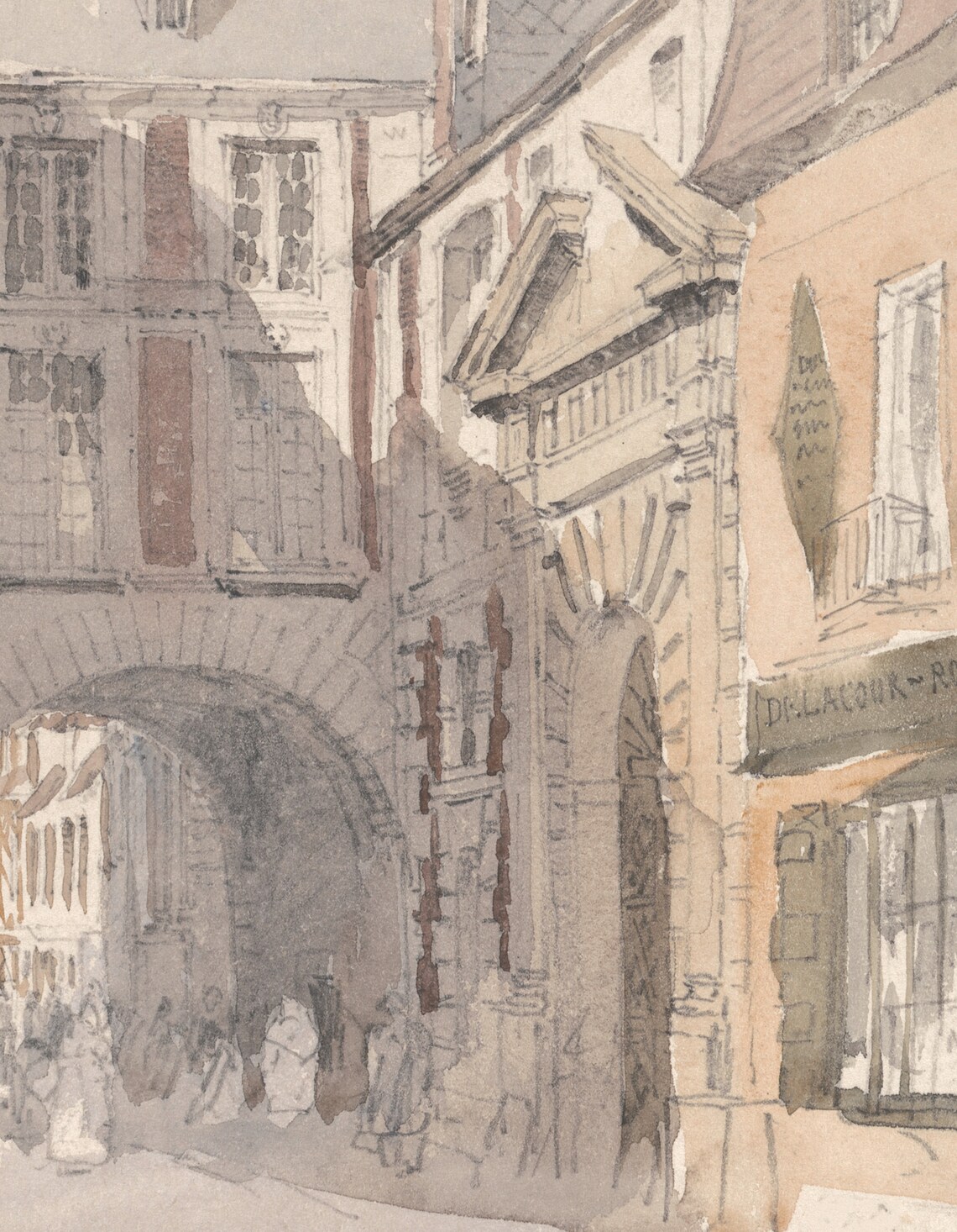 Vintage Cityscape Sketch, Antique Neutral Art Print - Image 3