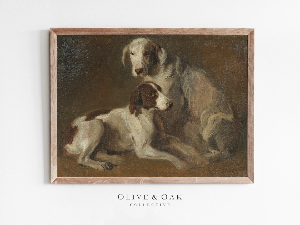 Hound Dog Farmhouse Painting, Neutral Art Print