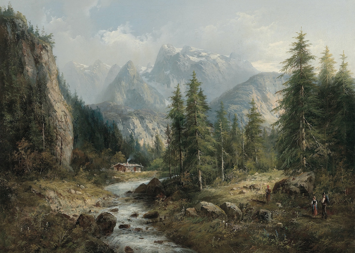 Rustic Mountain Landscape Vintage Art Print - Image 4